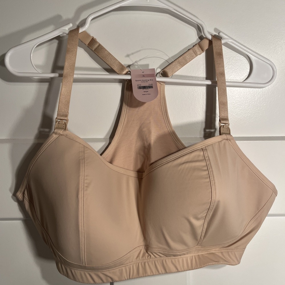 NWT Gratlin Women's Sports‎ Nursing Bra Beige Size XL